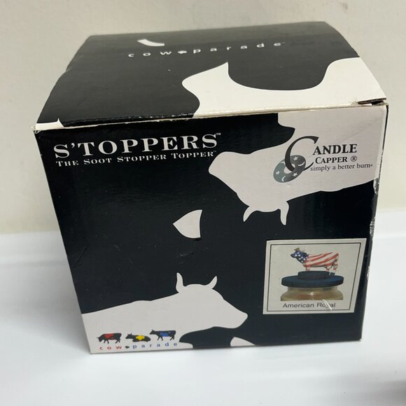 Cow Parade Figurine “American Royal” #9189 + Matching Candle Capper USA Flag - Picture 4 of 9